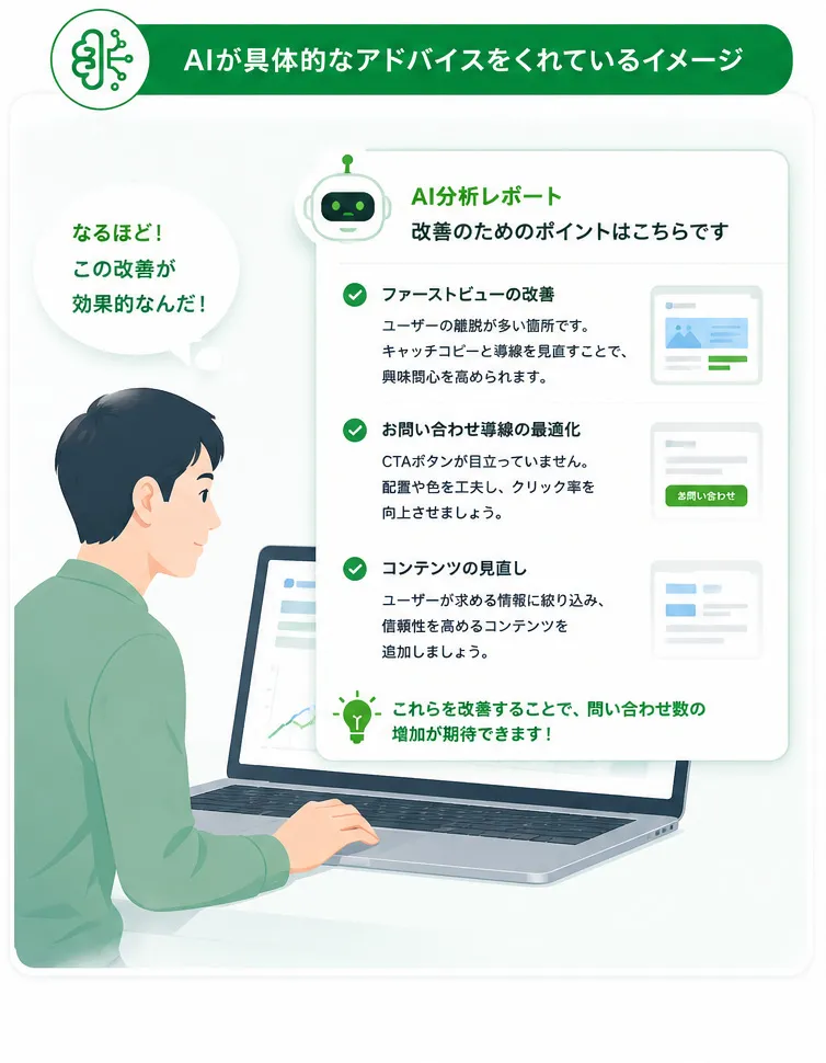 AIが具体的なアドバイスをくれているイメージ